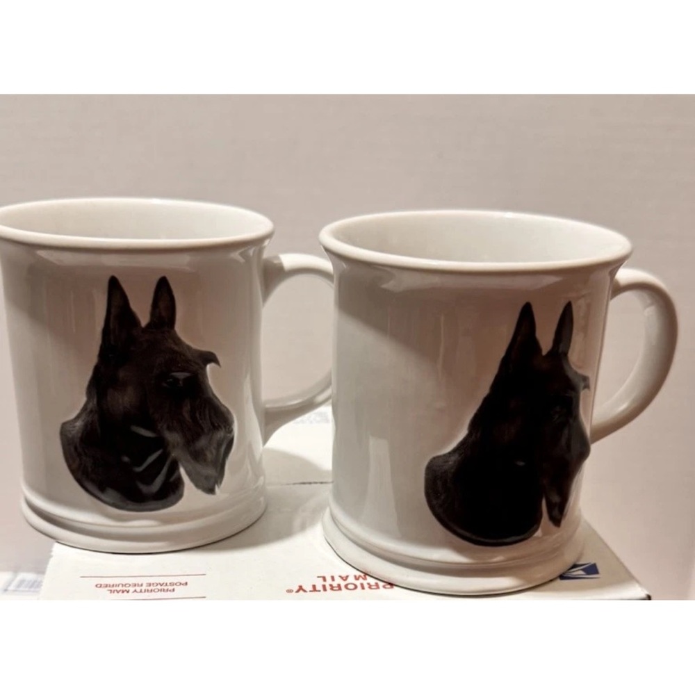 VTG 3D Scottish Terrier Scottie 2 Coffee Mugs XPRES Best Friend Originals 1999